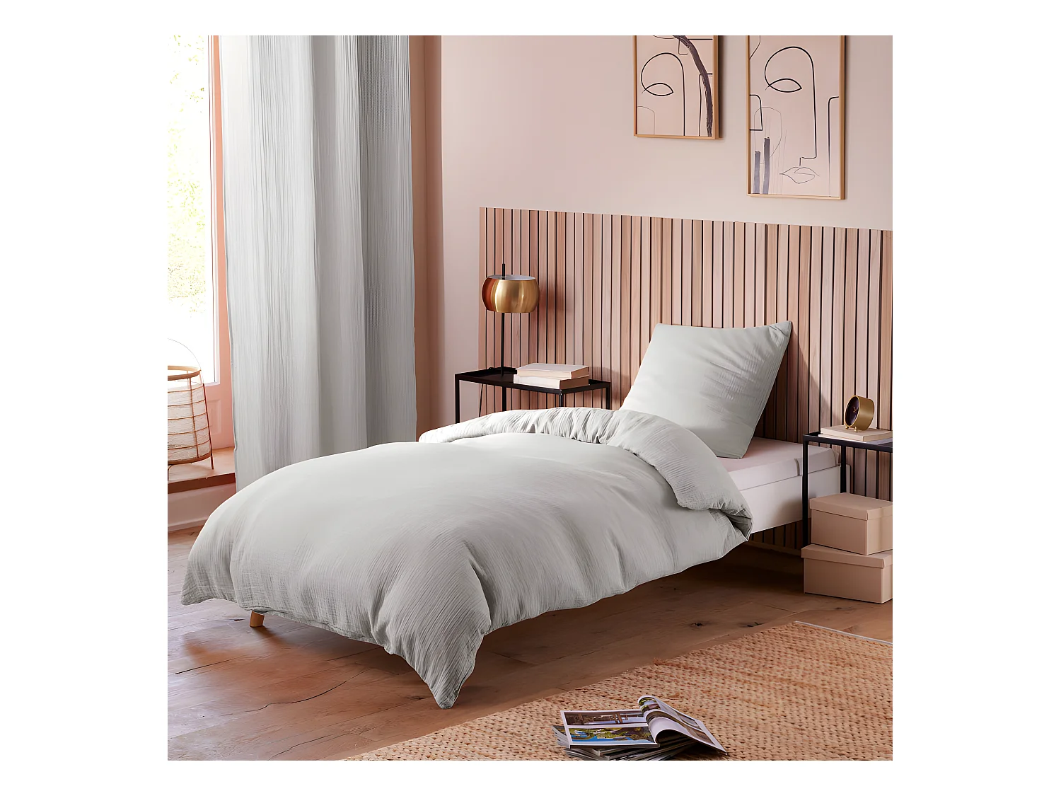 Parure de couette "Noah" Gaze de Coton 140 x 200 pour lit 1 place