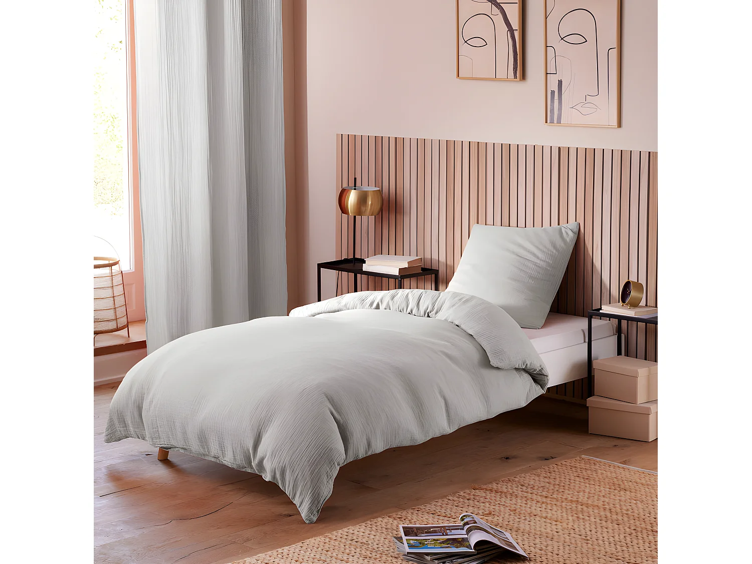 Parure de couette "Noah" Gaze de Coton 140 x 200 pour lit 1 place