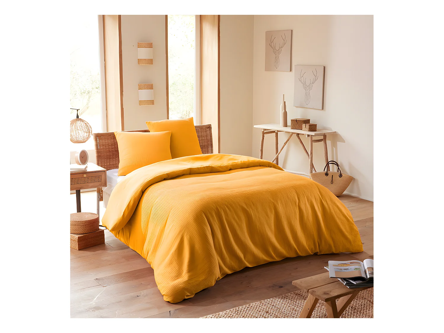 Parure de couette "Nid d'abeille" 240 x 220 pour lit 2 Places 140 à 160 cm