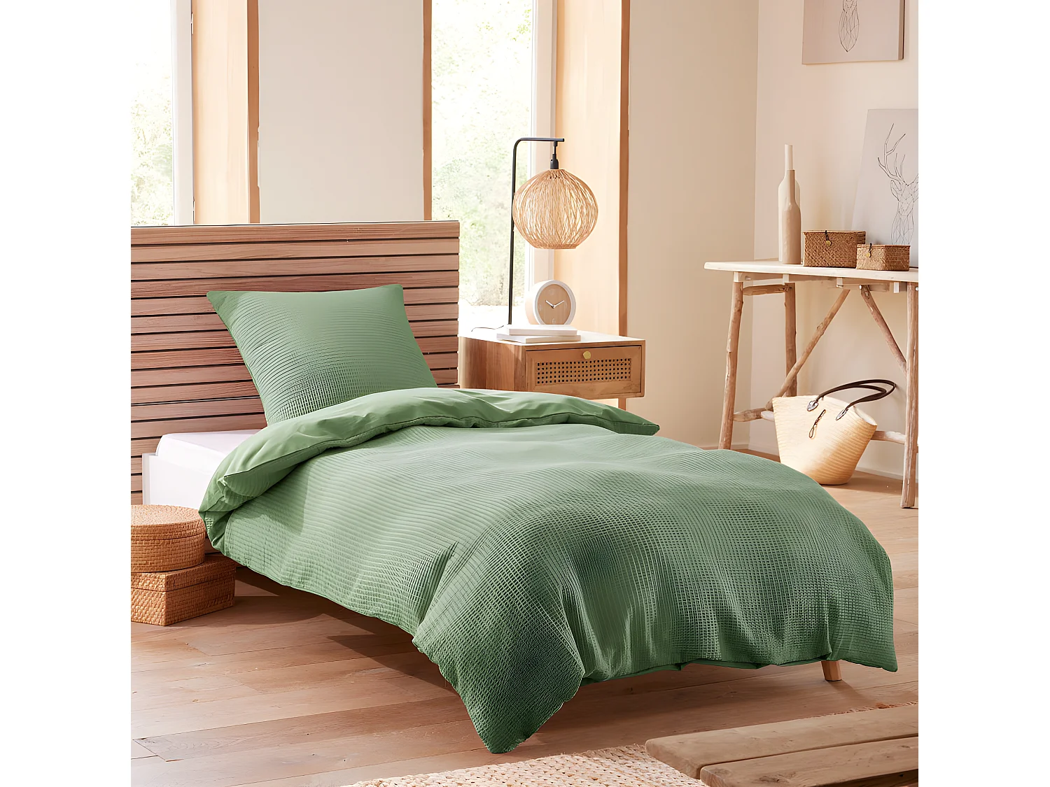 Parure de couette "Nid d'abeille" 140 x 200 pour lit 1 place