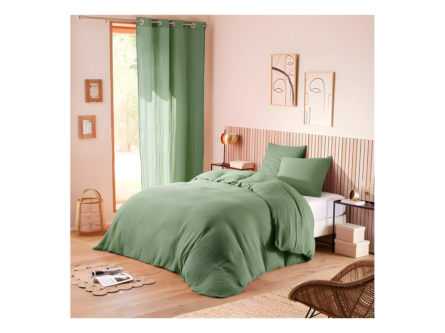 Parure de couette "Noah" Gaze de Coton 260 x 240 pour lit 2 Places "King Size" 160 à 180 cm