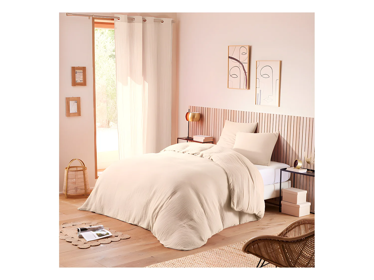 Parure de couette "Noah" Gaze de Coton 260 x 240 pour lit 2 Places "King Size" 160 à 180 cm