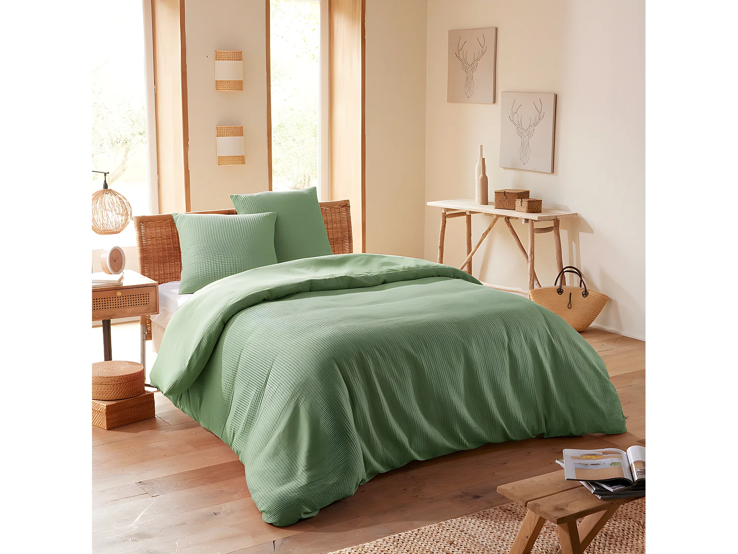 Parure de couette "Nid d'abeille" 260 x 240 pour lit 2 Places "King Size" 160 à 180 cm