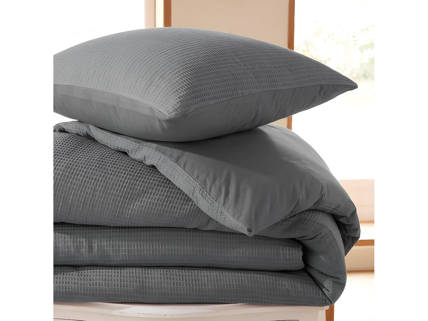 Parure de couette "Nid d'abeille" 240 x 220 pour lit 2 Places 140 à 160 cm