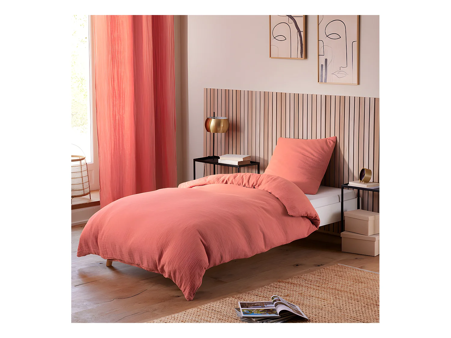 Parure de couette "Noah" Gaze de Coton 140 x 200 pour lit 1 place