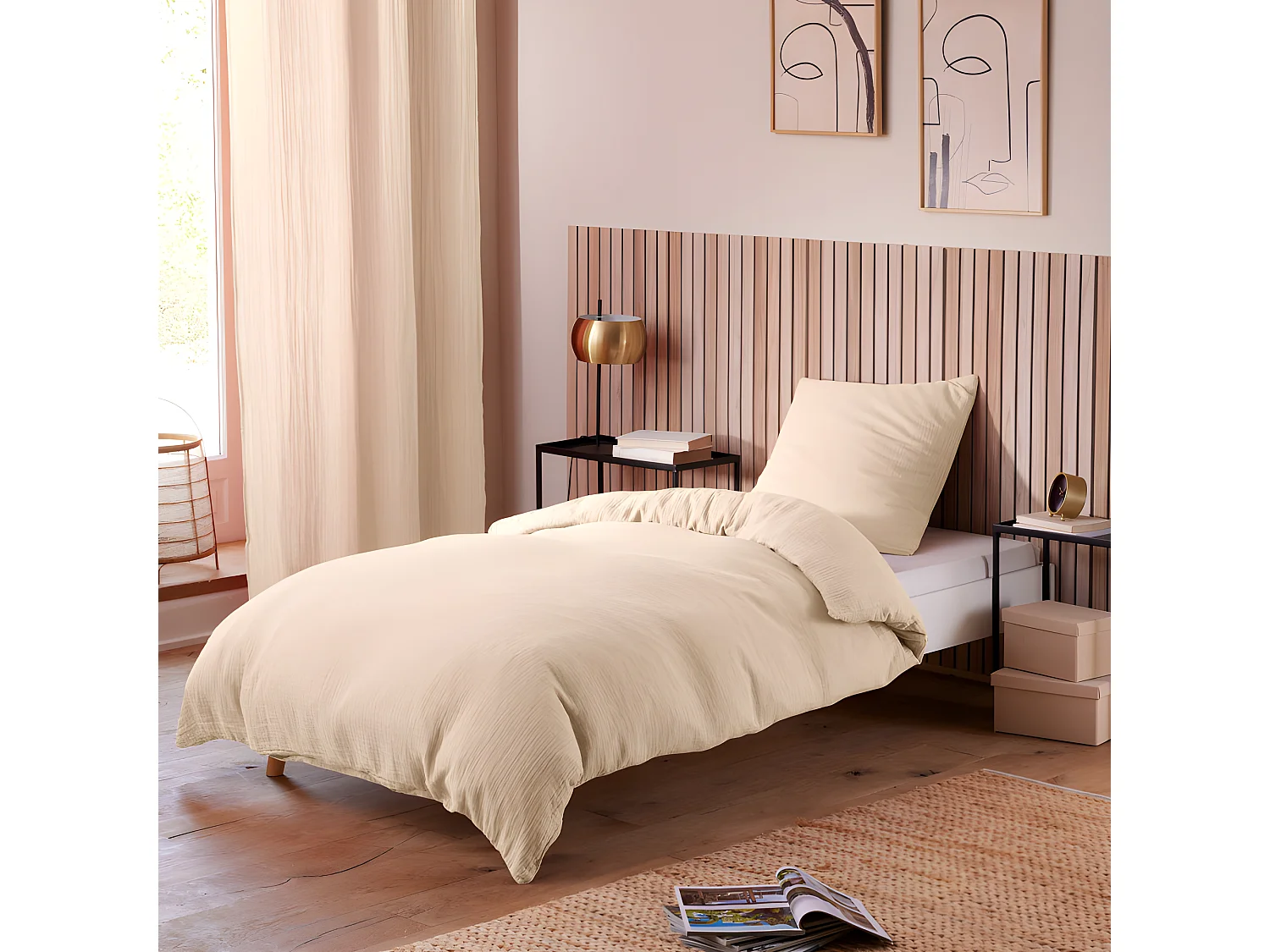 Parure de couette "Noah" Gaze de Coton 140 x 200 pour lit 1 place