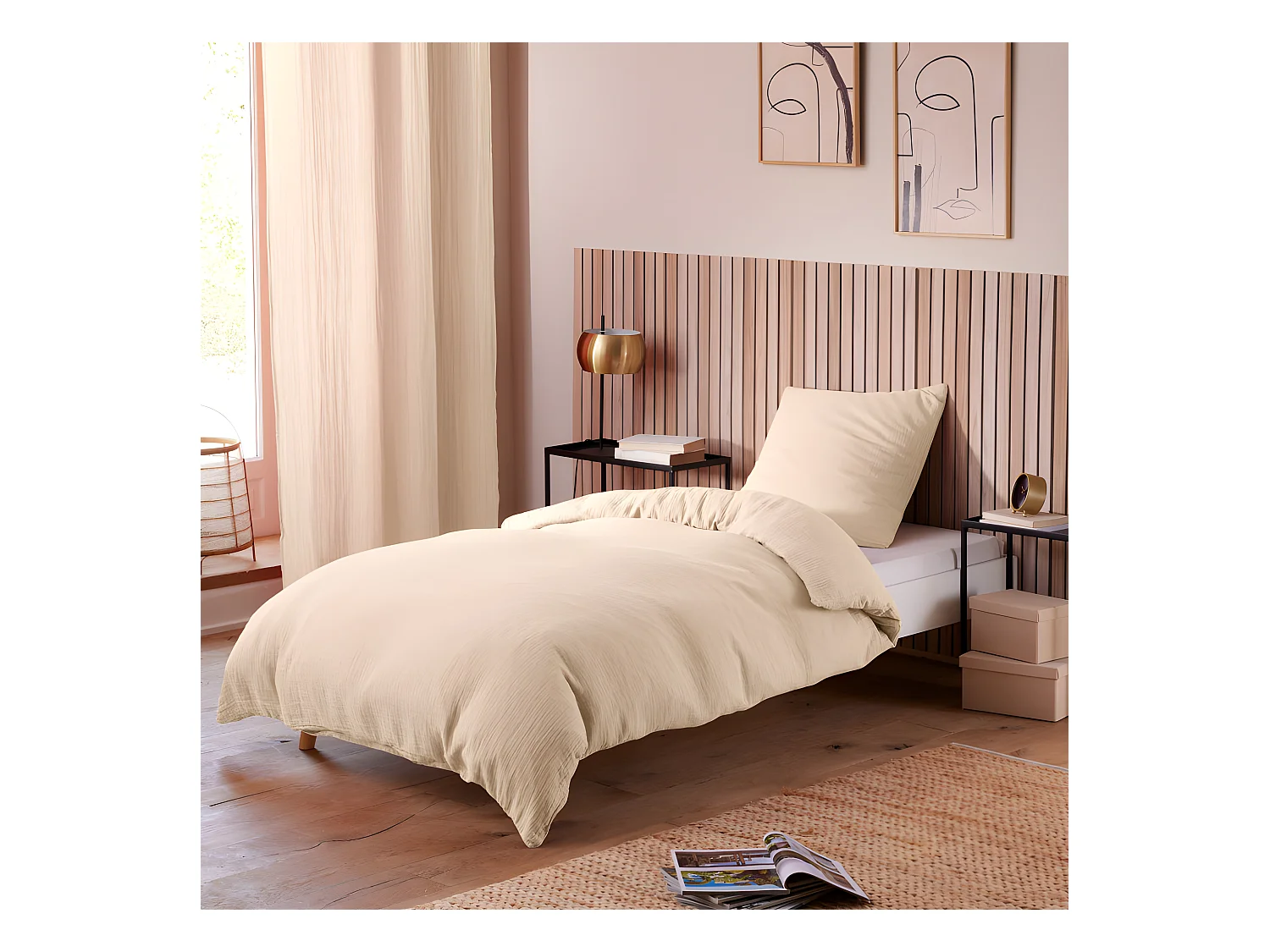 Parure de couette "Noah" Gaze de Coton 140 x 200 pour lit 1 place