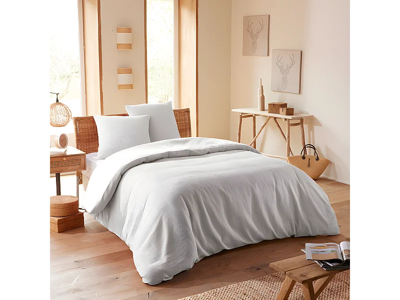 Parure de couette "Nid d'abeille" 260 x 240 pour lit 2 Places "King Size" 160 à 180 cm