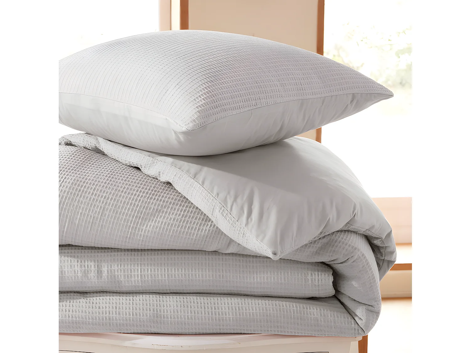 Parure de couette "Nid d'abeille" 260 x 240 pour lit 2 Places "King Size" 160 à 180 cm