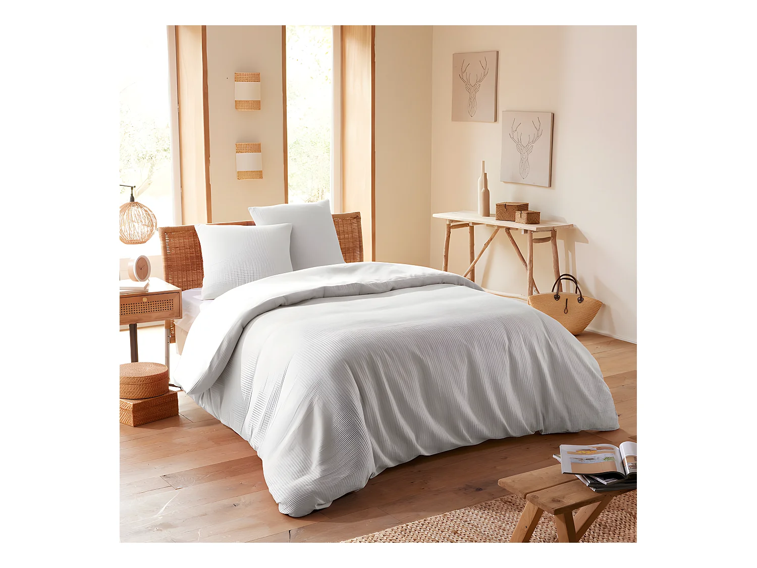 Parure de couette "Nid d'abeille" 260 x 240 pour lit 2 Places "King Size" 160 à 180 cm