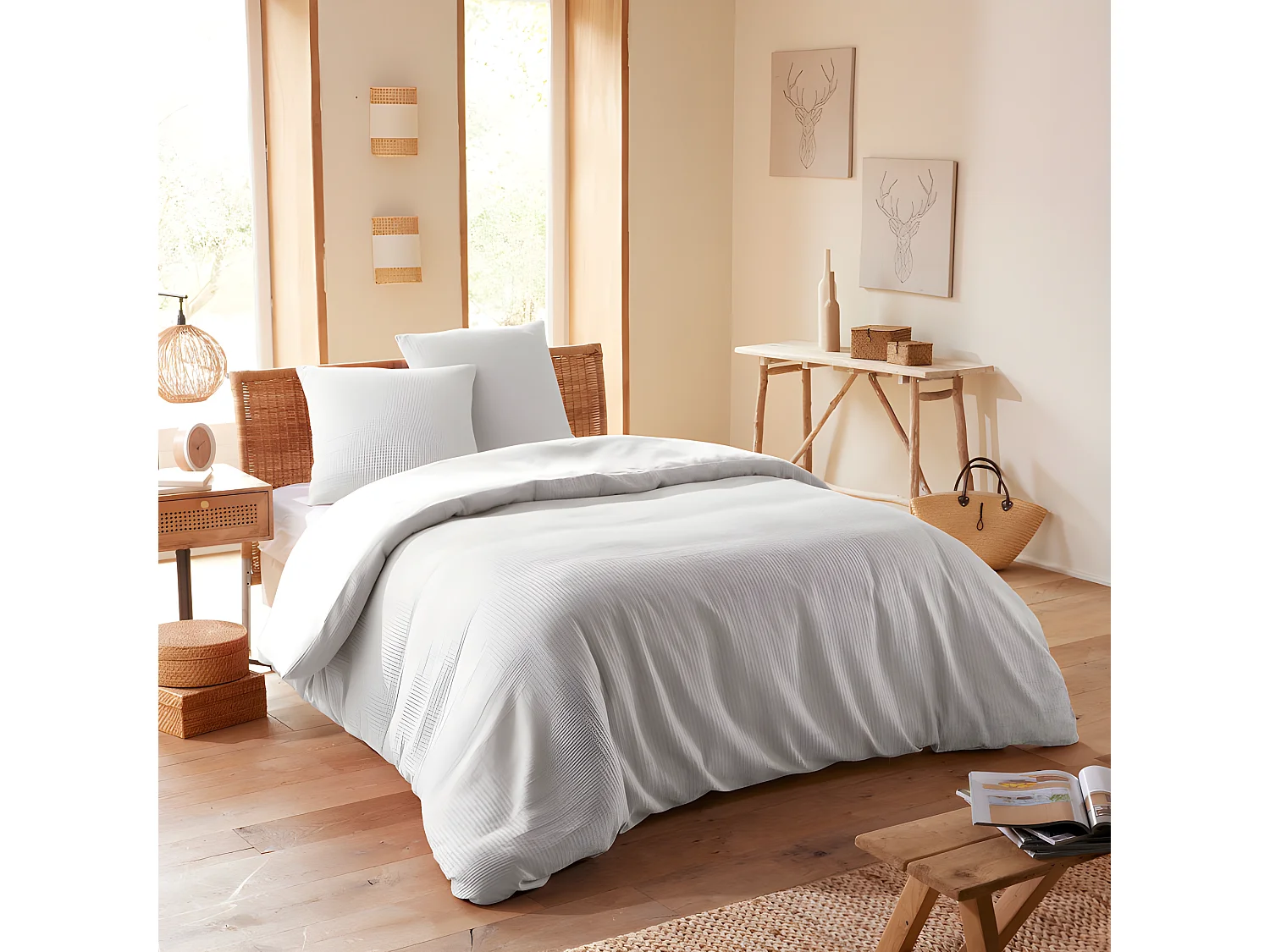 Parure de couette "Nid d'abeille" 260 x 240 pour lit 2 Places "King Size" 160 à 180 cm