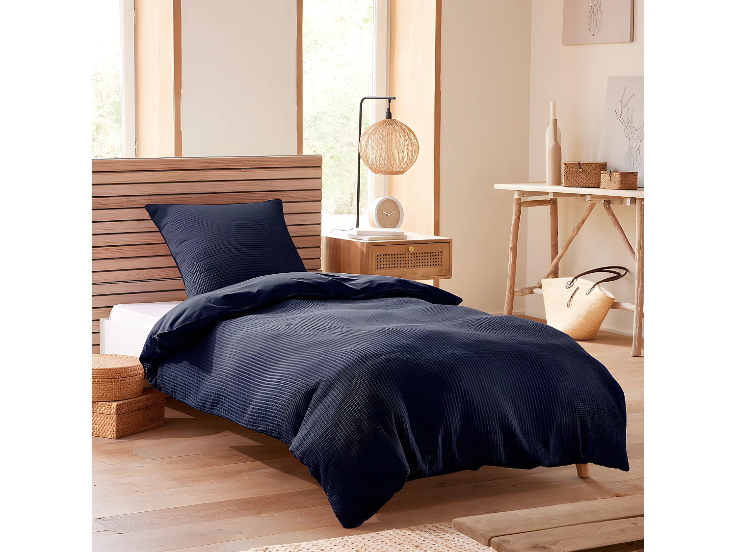 Parure de couette "Nid d'abeille" 140 x 200 pour lit 1 place