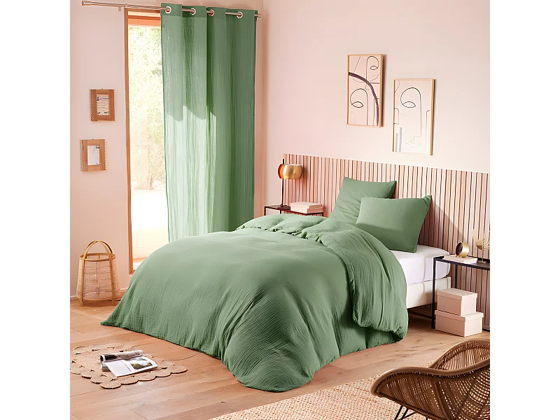 Parure de couette "Noah" Gaze de Coton 240 x 220 pour lit 2 Places 140 à 160 cm