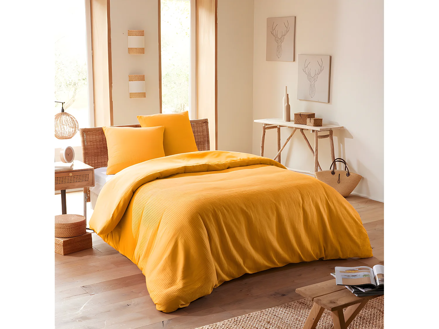 Parure de couette "Nid d'abeille" 260 x 240 pour lit 2 Places "King Size" 160 à 180 cm