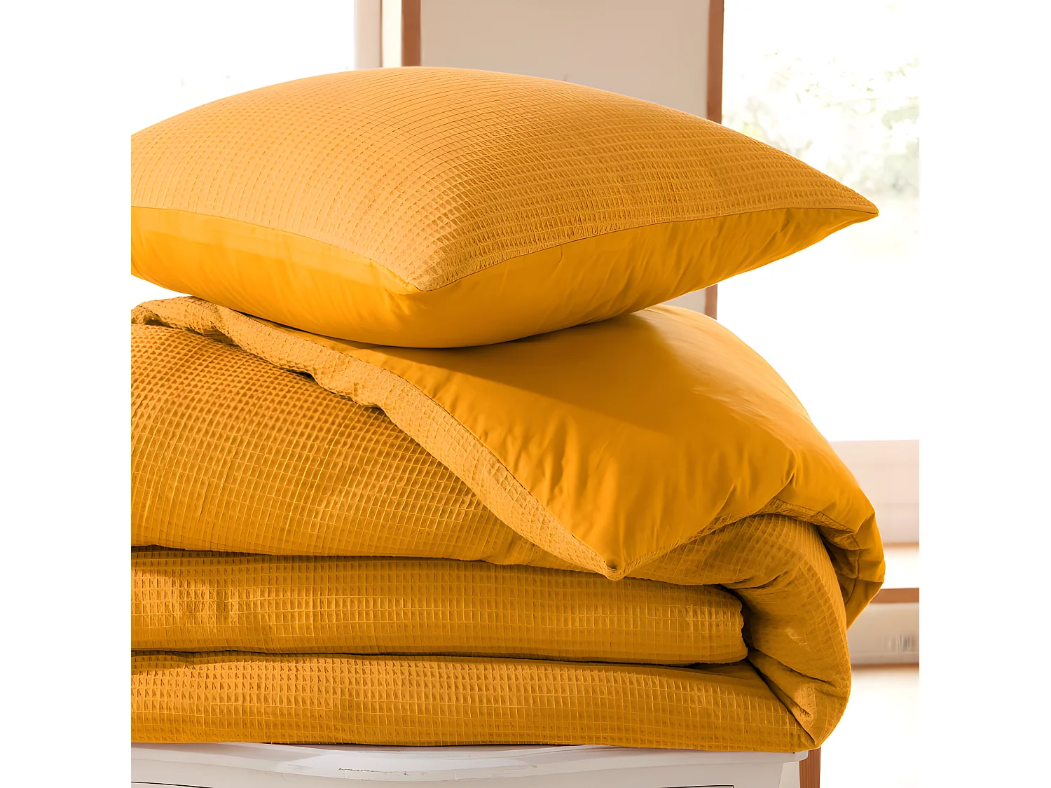 Parure de couette "Nid d'abeille" 260 x 240 pour lit 2 Places "King Size" 160 à 180 cm