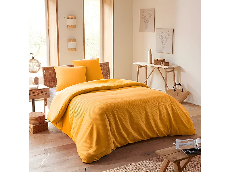 Parure de couette "Nid d'abeille" 260 x 240 pour lit 2 Places "King Size" 160 à 180 cm