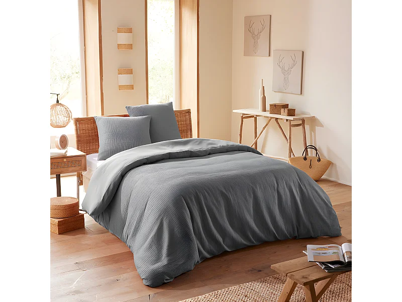 Parure de couette "Nid d'abeille" 260 x 240 pour lit 2 Places "King Size" 160 à 180 cm