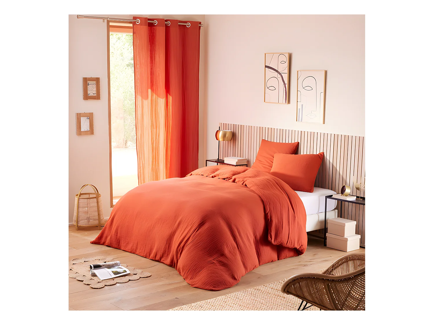 Parure de couette "Noah" Gaze de Coton 240 x 220 pour lit 2 Places 140 à 160 cm