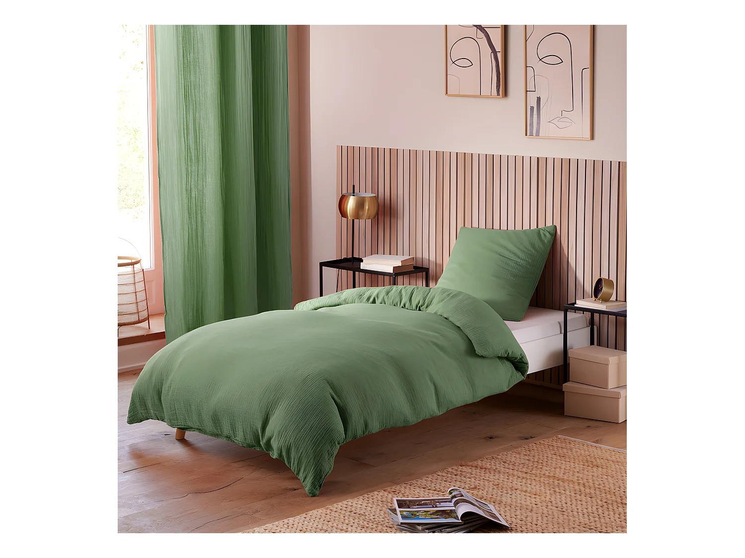 Parure de couette "Noah" Gaze de Coton 140 x 200 pour lit 1 place