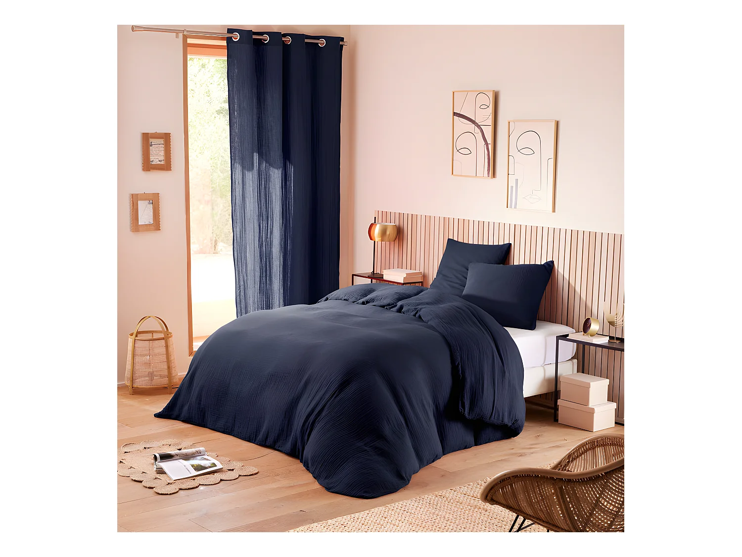Parure de couette "Noah" Gaze de Coton 240 x 220 pour lit 2 Places 140 à 160 cm