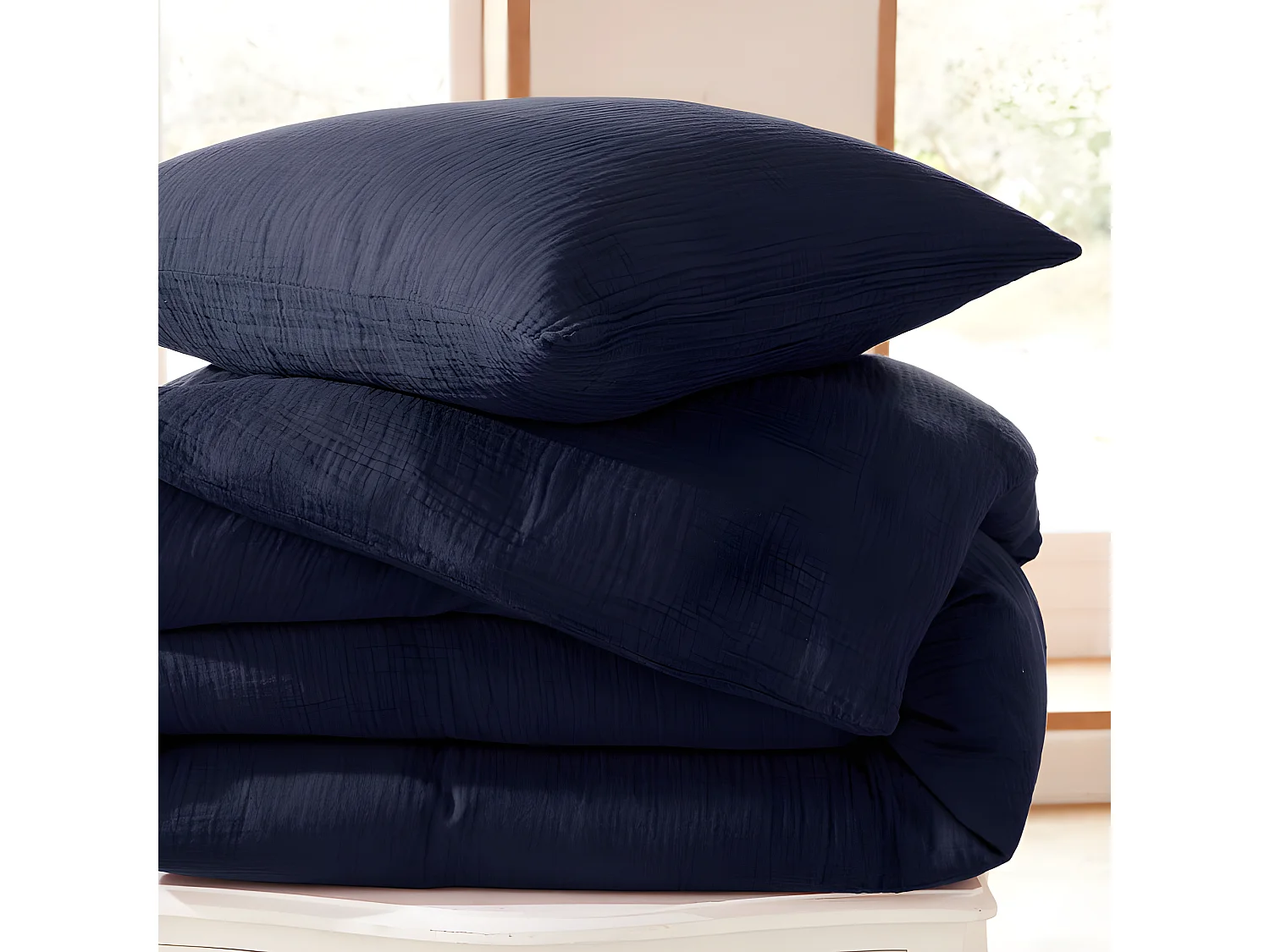 Parure de couette "Noah" Gaze de Coton 240 x 220 pour lit 2 Places 140 à 160 cm