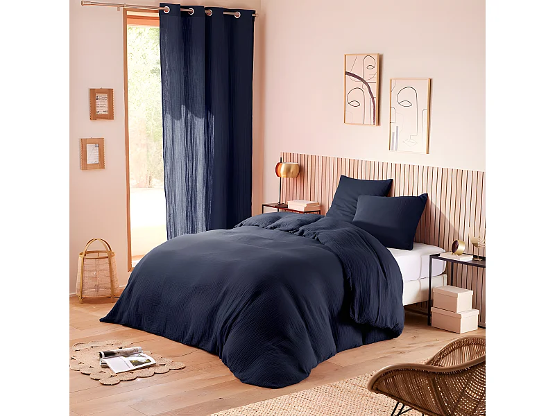 Parure de couette "Noah" Gaze de Coton 240 x 220 pour lit 2 Places 140 à 160 cm