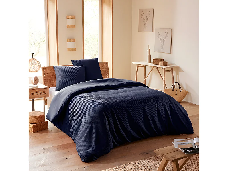 Parure de couette "Nid d'abeille" 260 x 240 pour lit 2 Places "King Size" 160 à 180 cm
