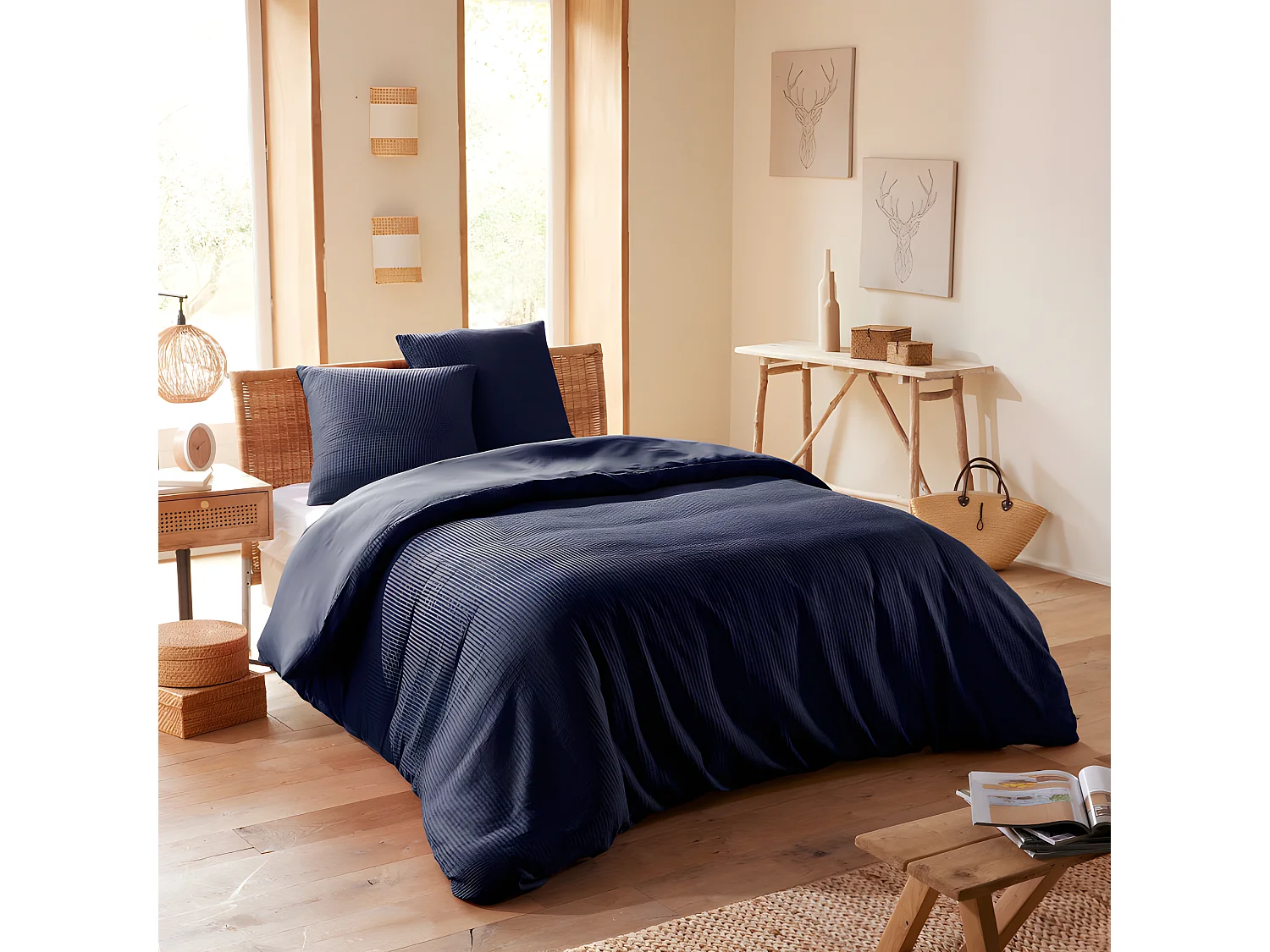 Parure de couette "Nid d'abeille" 260 x 240 pour lit 2 Places "King Size" 160 à 180 cm