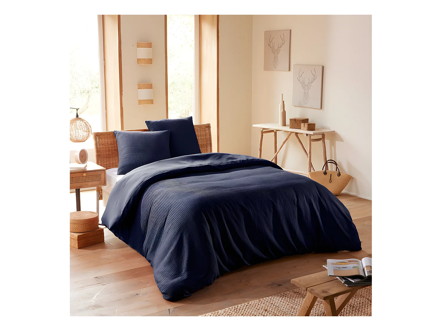 Parure de couette "Nid d'abeille" 260 x 240 pour lit 2 Places "King Size" 160 à 180 cm