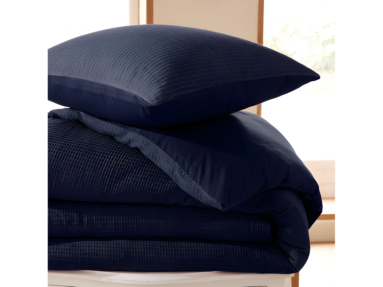 Parure de couette "Nid d'abeille" 260 x 240 pour lit 2 Places "King Size" 160 à 180 cm