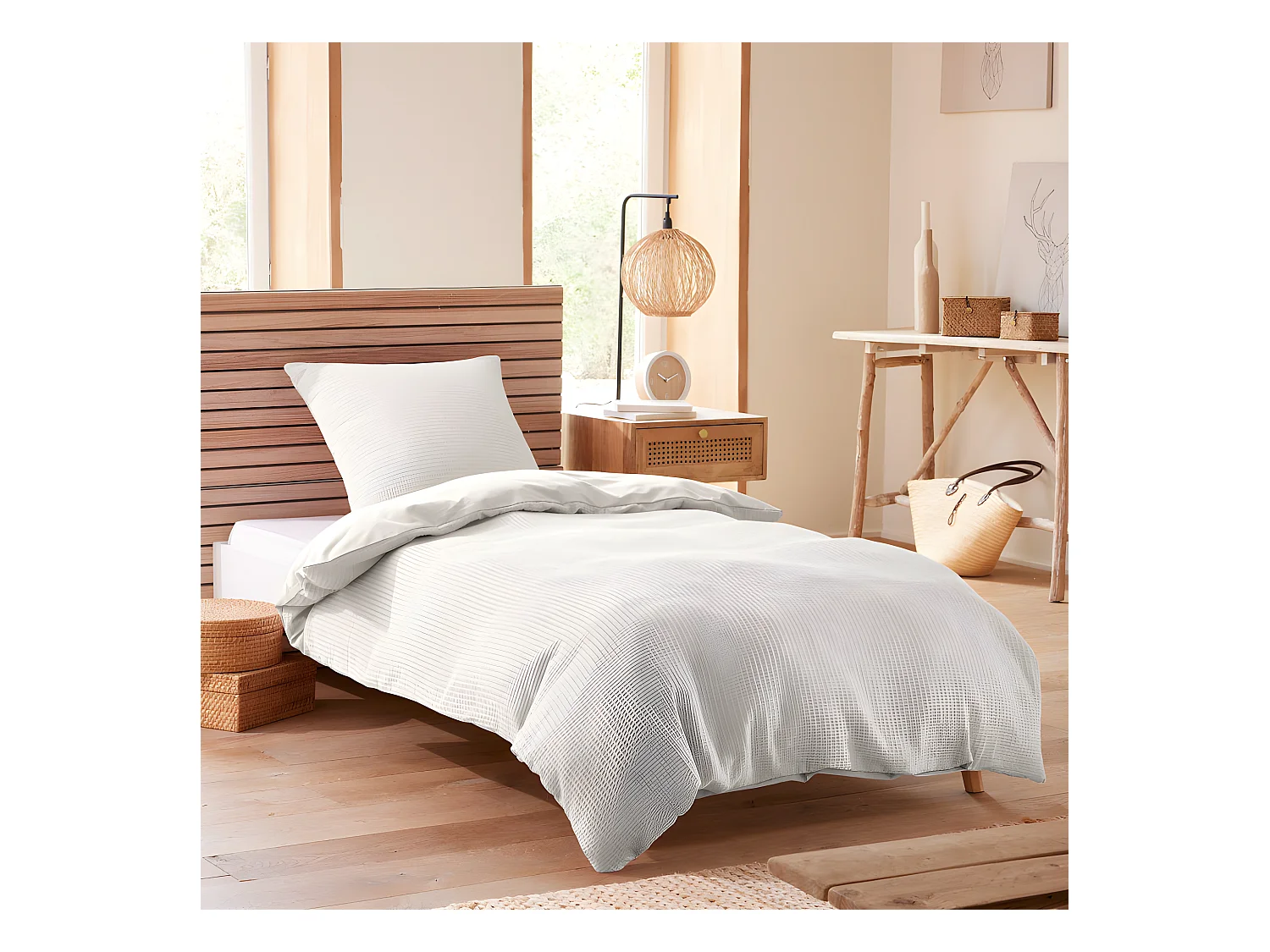 Parure de couette "Nid d'abeille" 140 x 200 pour lit 1 place