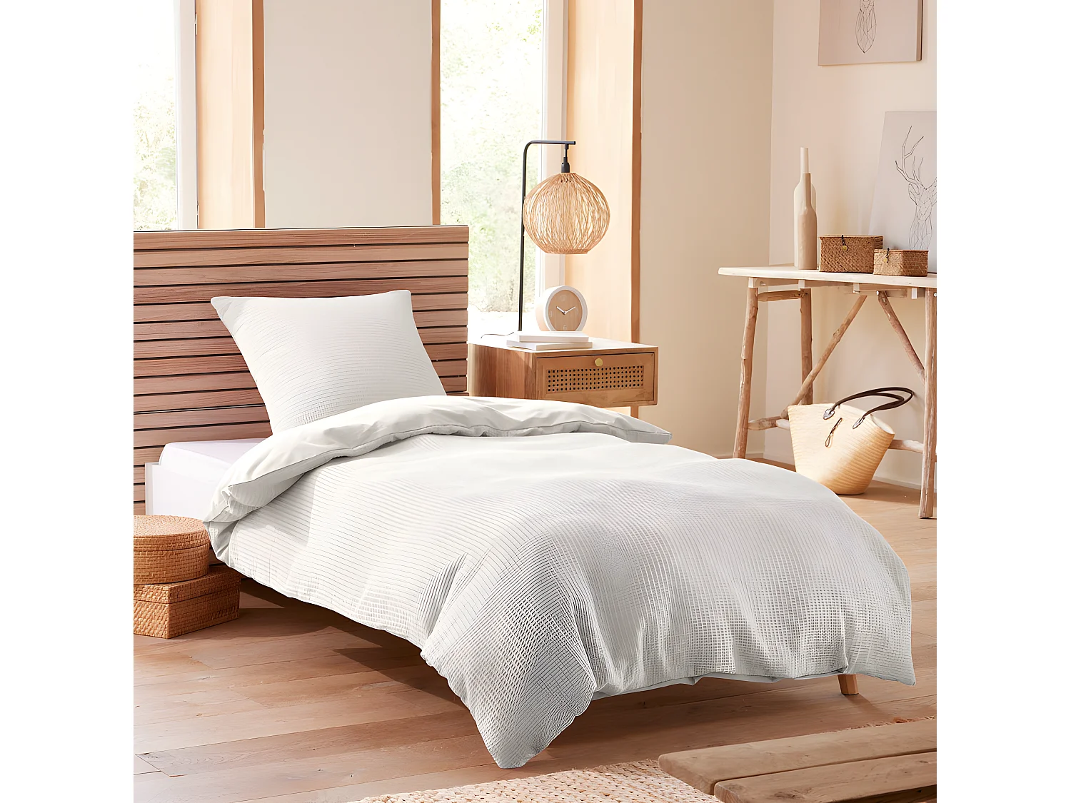 Parure de couette "Nid d'abeille" 140 x 200 pour lit 1 place