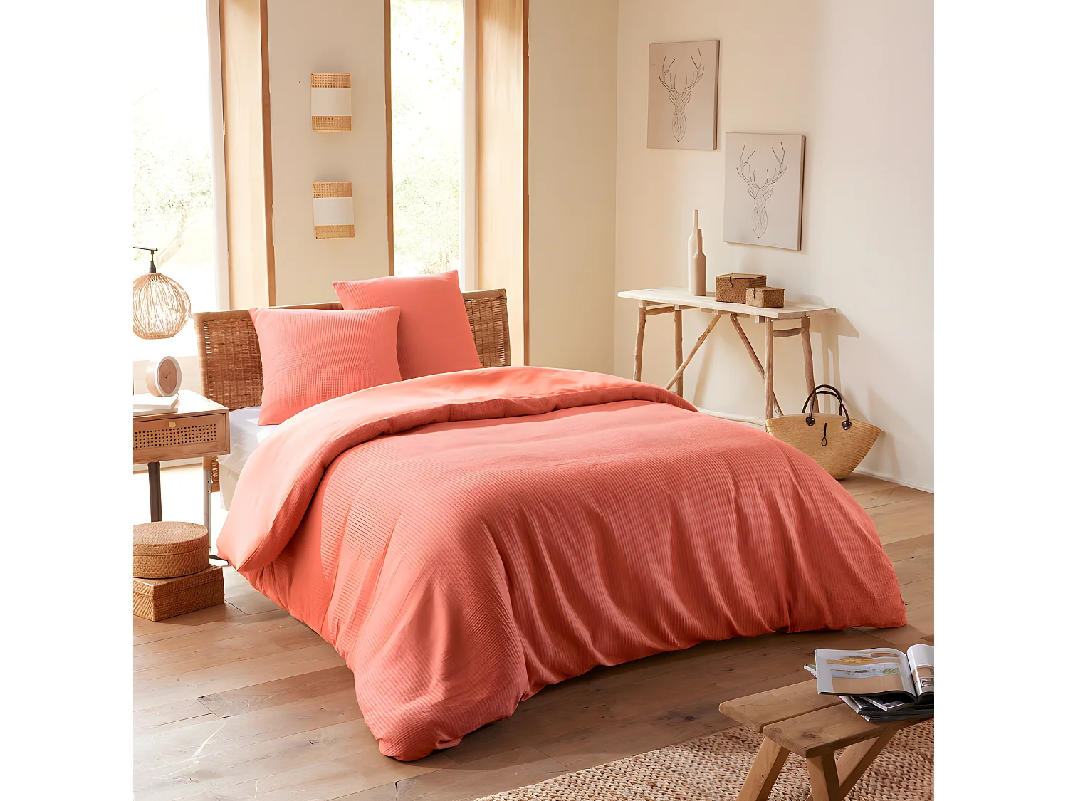 Parure de couette "Nid d'abeille" 260 x 240 pour lit 2 Places "King Size" 160 à 180 cm