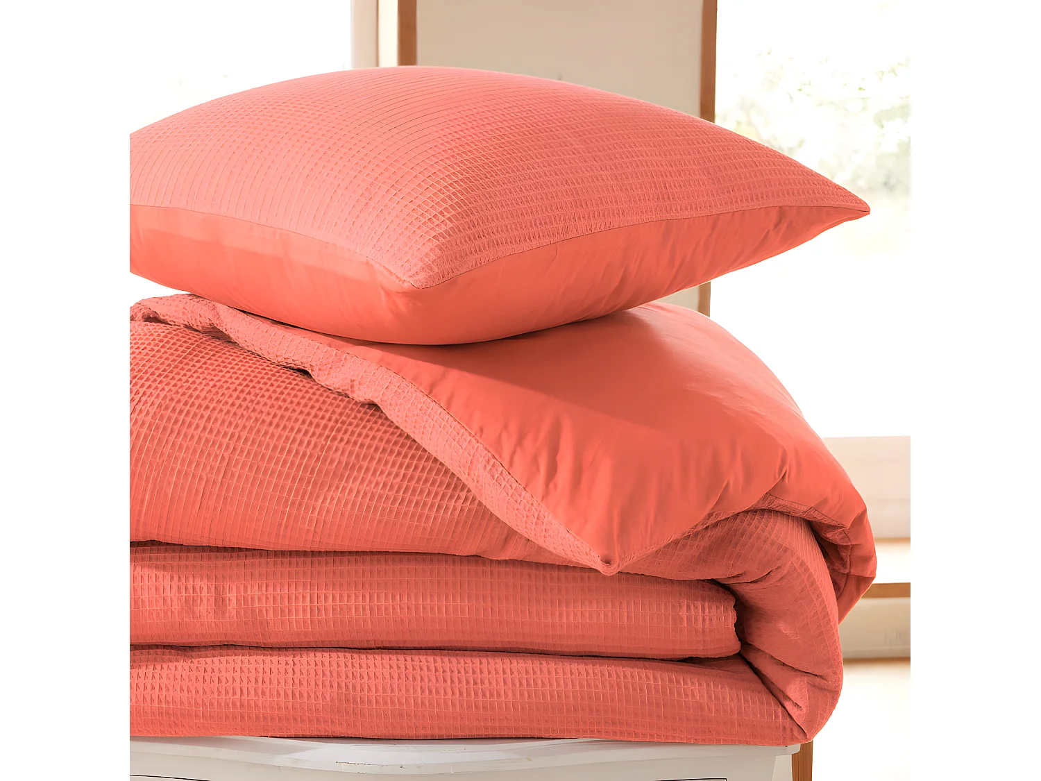 Parure de couette "Nid d'abeille" 260 x 240 pour lit 2 Places "King Size" 160 à 180 cm