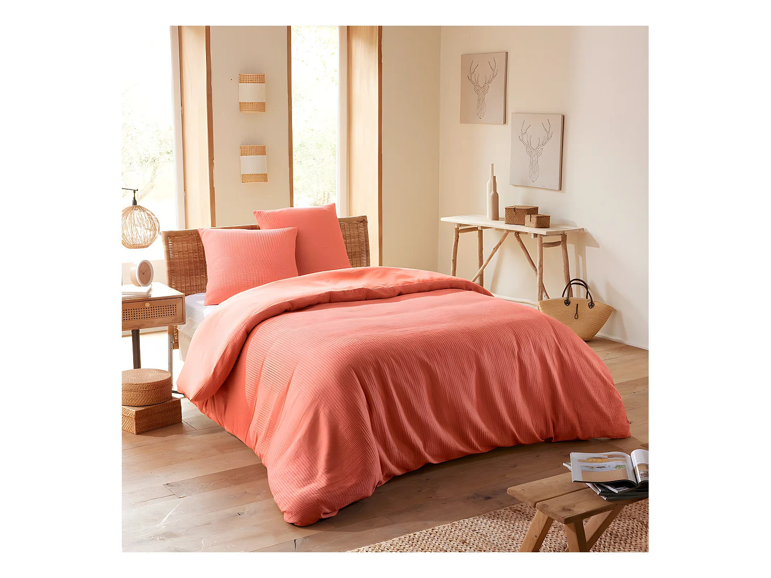 Parure de couette "Nid d'abeille" 260 x 240 pour lit 2 Places "King Size" 160 à 180 cm
