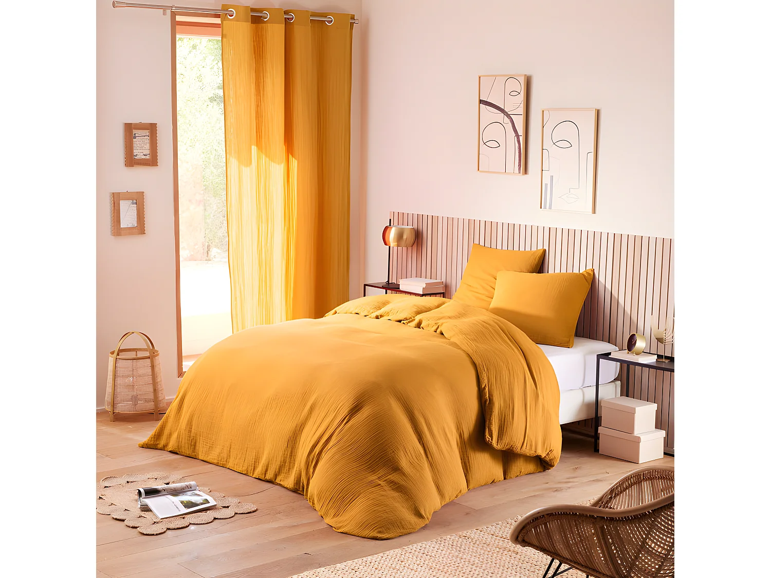 Parure de couette "Noah" Gaze de Coton 240 x 220 pour lit 2 Places 140 à 160 cm