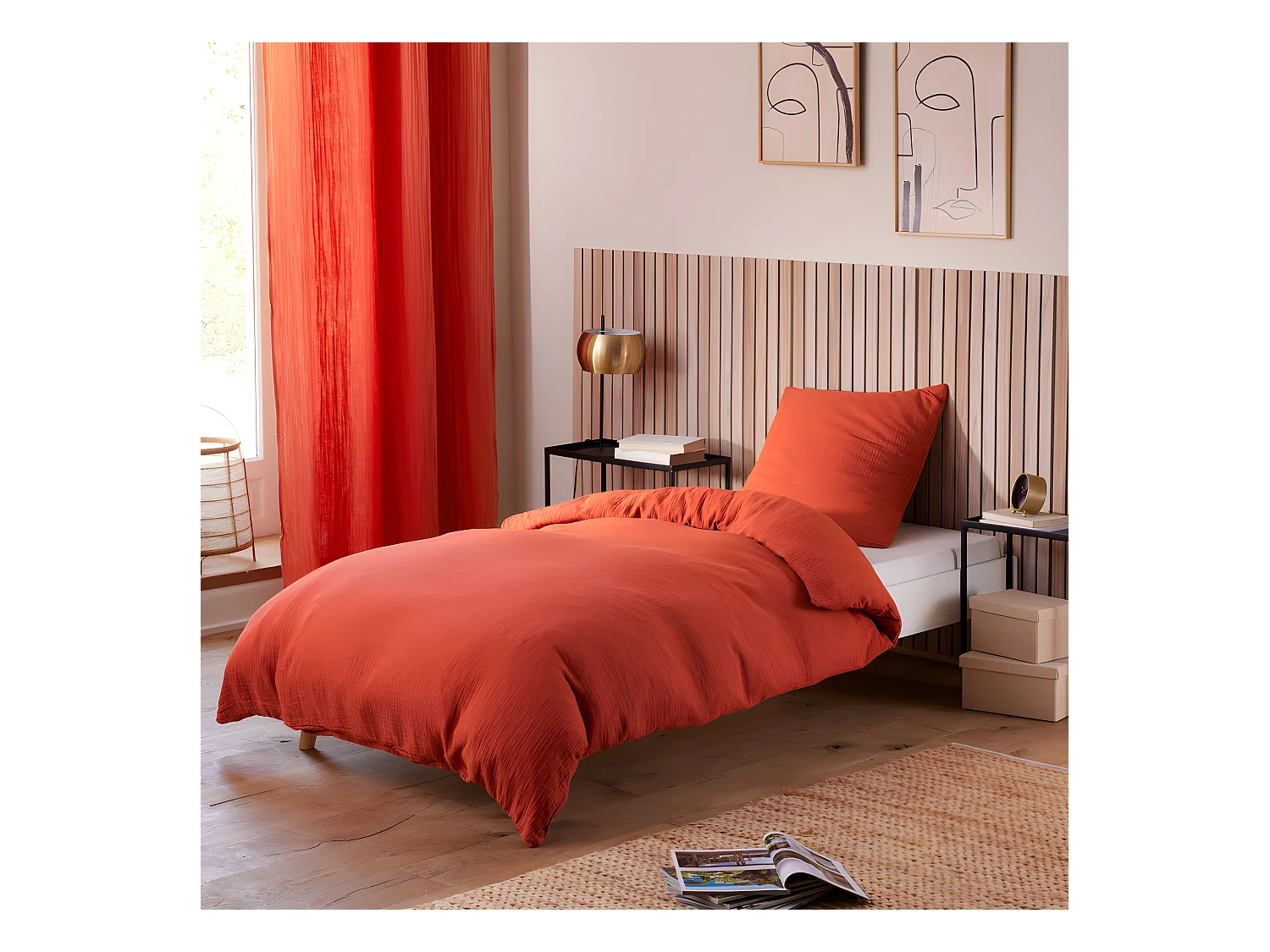 Parure de couette "Noah" Gaze de Coton 140 x 200 pour lit 1 place