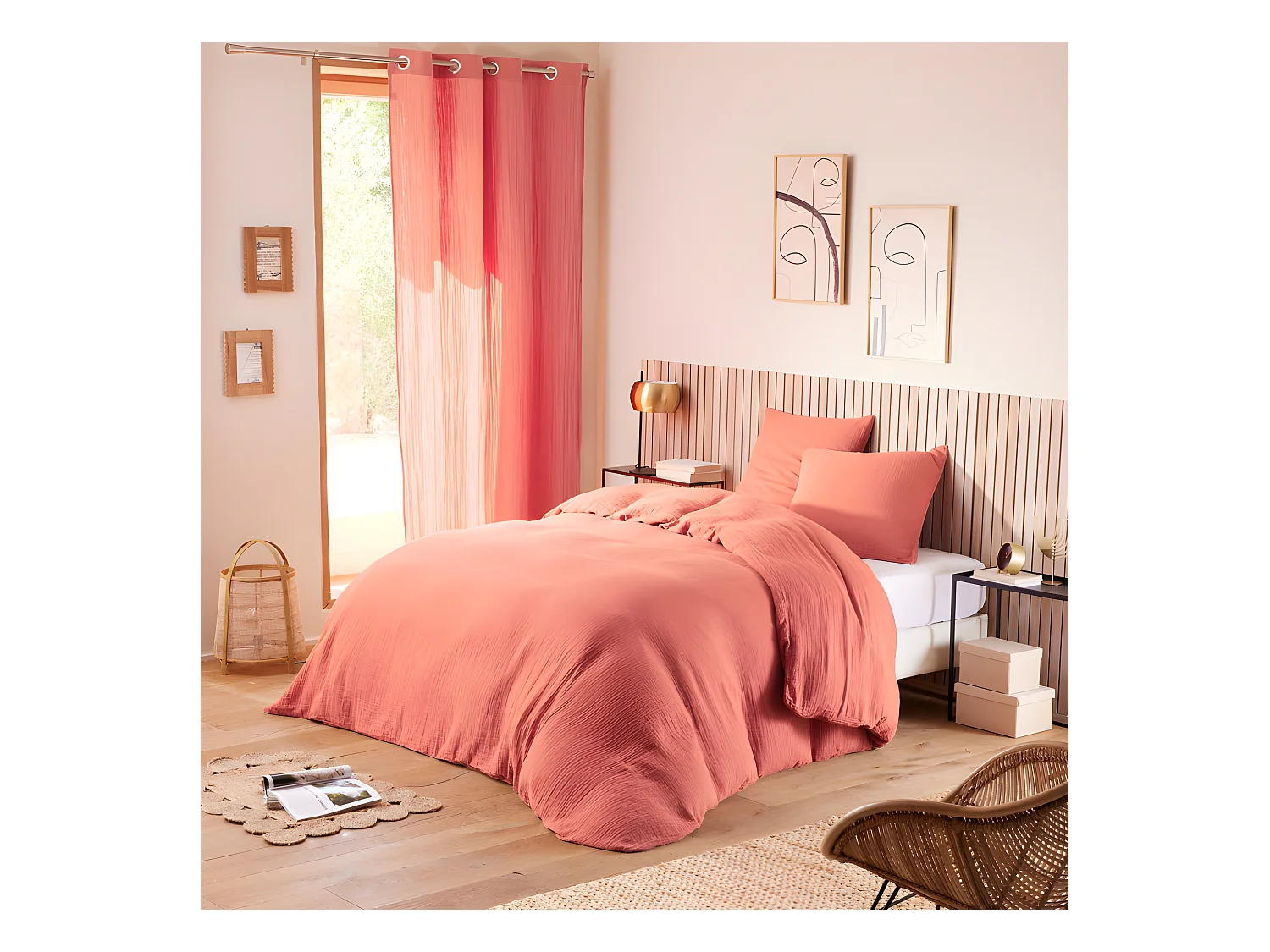 Parure de couette "Noah" Gaze de Coton 240 x 220 pour lit 2 Places 140 à 160 cm