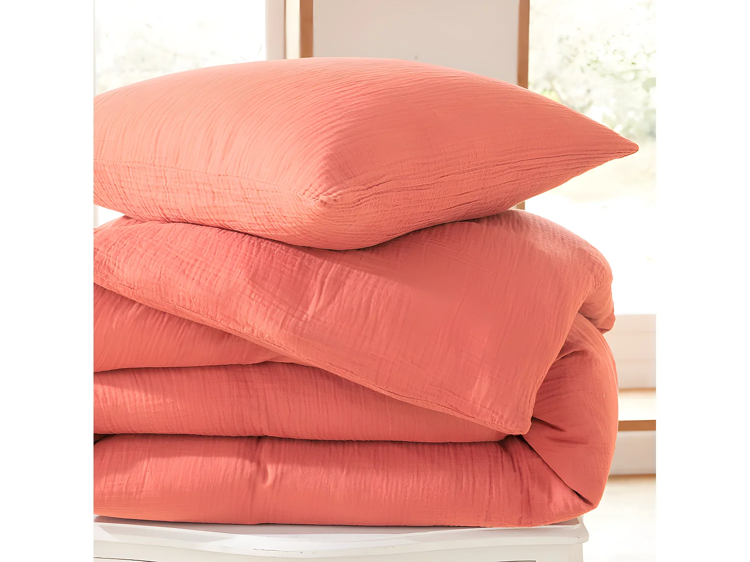 Parure de couette "Noah" Gaze de Coton 240 x 220 pour lit 2 Places 140 à 160 cm