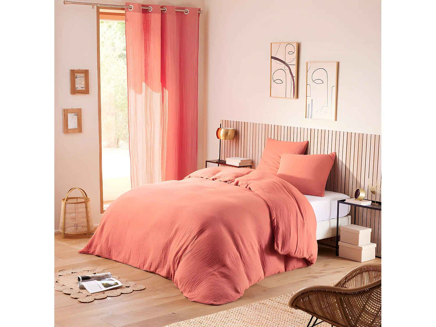 Parure de couette "Noah" Gaze de Coton 260 x 240 pour lit 2 Places "King Size" 160 à 180 cm