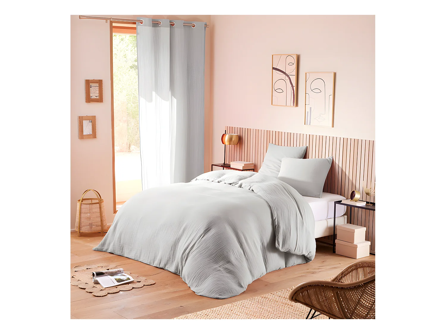 Parure de couette "Noah" Gaze de Coton 260 x 240 pour lit 2 Places "King Size" 160 à 180 cm