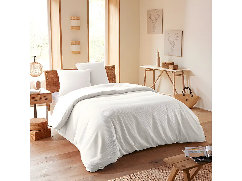 Parure de couette "Nid d'abeille" 260 x 240 pour lit 2 Places "King Size" 160 à 180 cm
