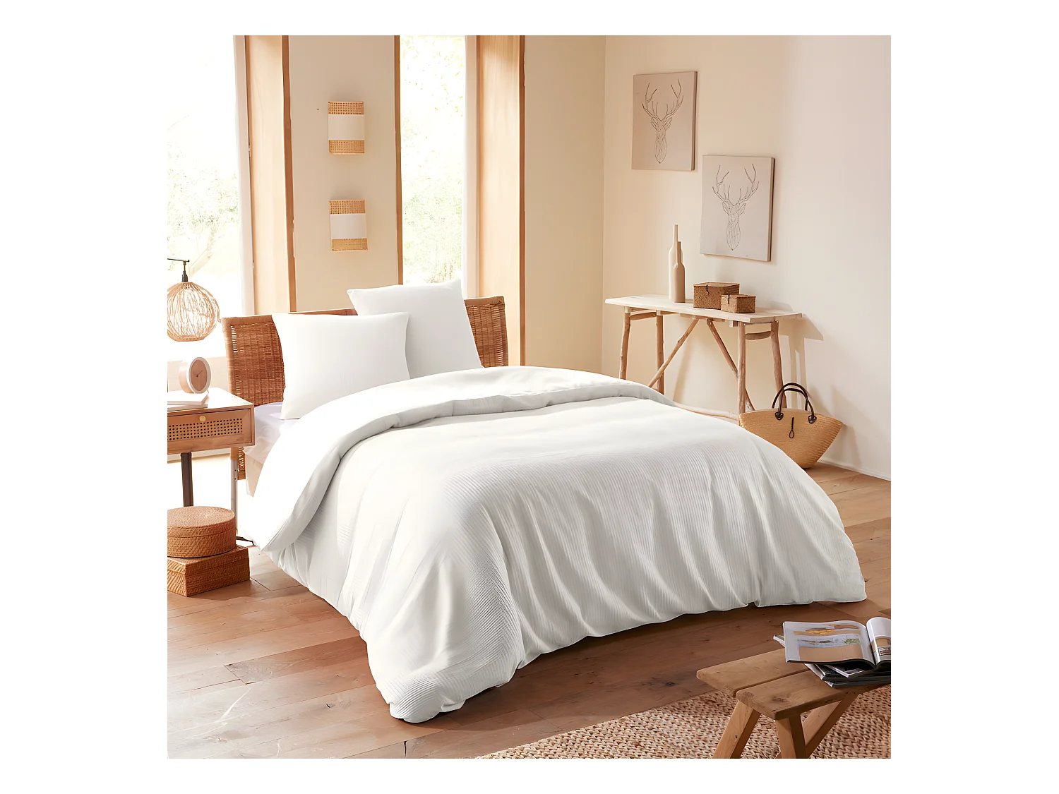 Parure de couette "Nid d'abeille" 260 x 240 pour lit 2 Places "King Size" 160 à 180 cm