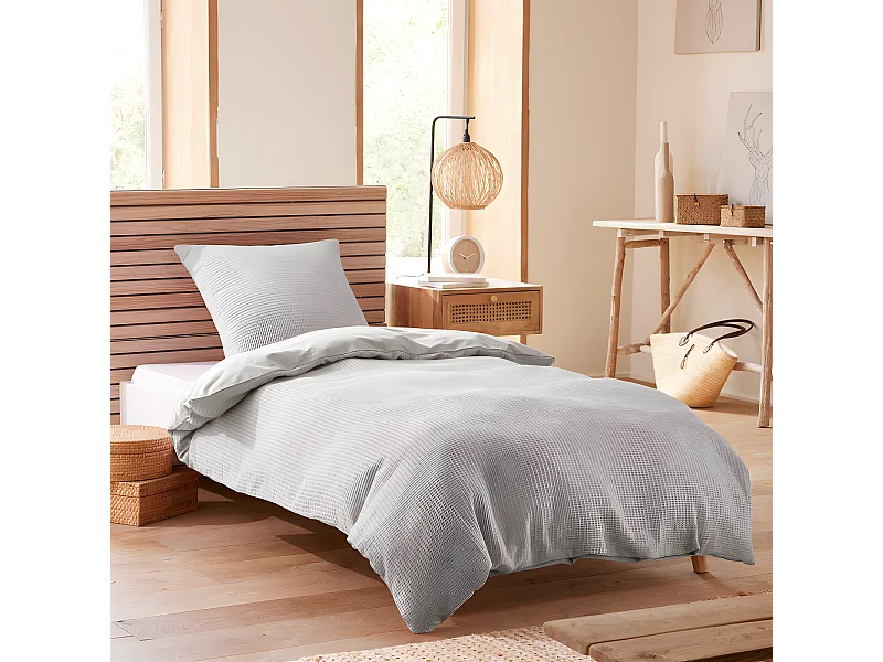 Parure de couette "Nid d'abeille" 140 x 200 pour lit 1 place