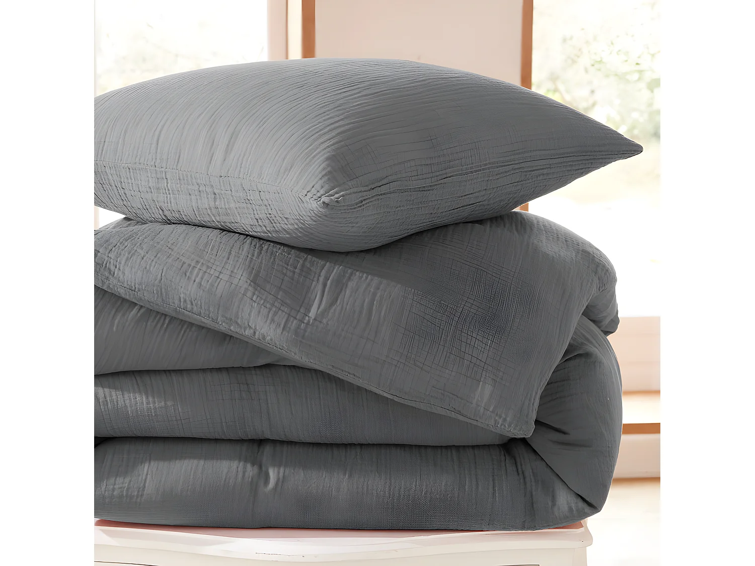 Parure de couette "Noah" Gaze de Coton 260 x 240 pour lit 2 Places "King Size" 160 à 180 cm