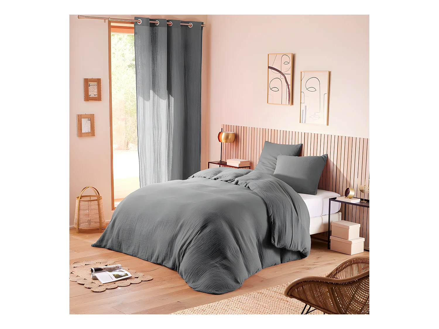 Parure de couette "Noah" Gaze de Coton 260 x 240 pour lit 2 Places "King Size" 160 à 180 cm