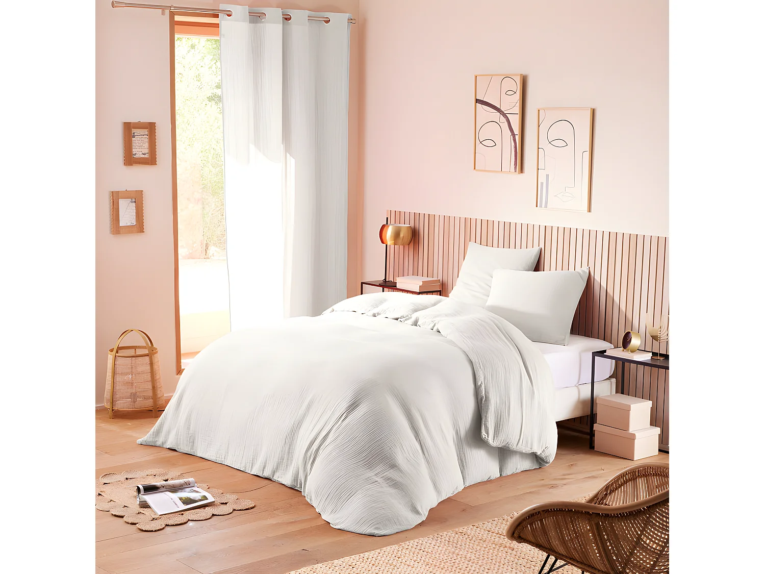 Parure de couette "Noah" Gaze de Coton 260 x 240 pour lit 2 Places "King Size" 160 à 180 cm