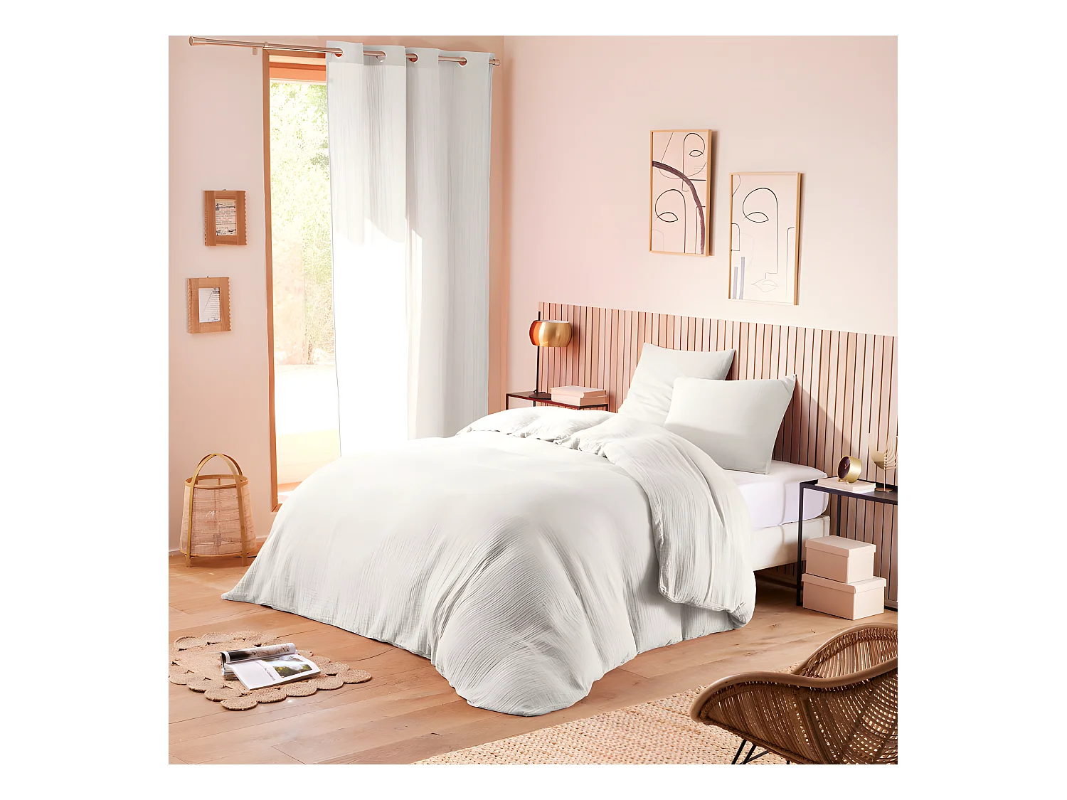Parure de couette "Noah" Gaze de Coton 260 x 240 pour lit 2 Places "King Size" 160 à 180 cm