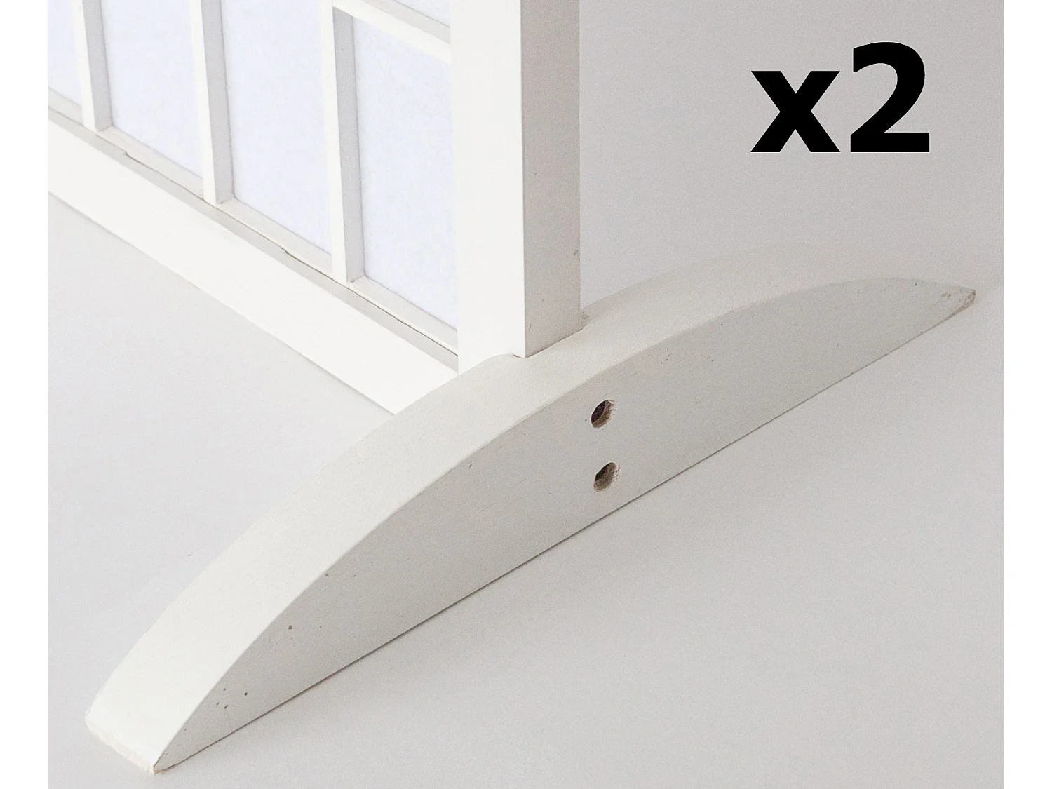 Lot de 2 pieds pour paravent en bois blanc - 2.8 x 33 x 0.8 cm