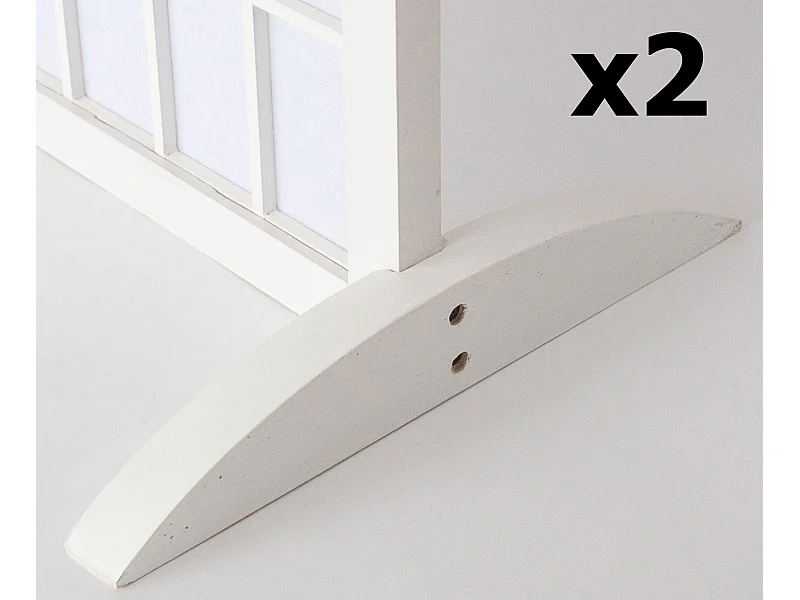 Lot de 2 pieds pour paravent en bois blanc - 2.8 x 33 x 0.8 cm